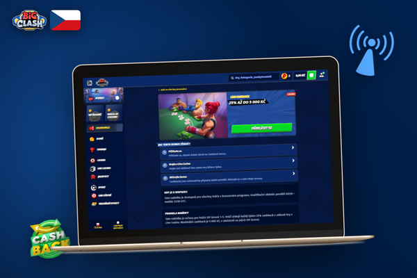 Zadání promo kódu CZBIGC7 do registračního formuláře Bigclash Casino na notebooku